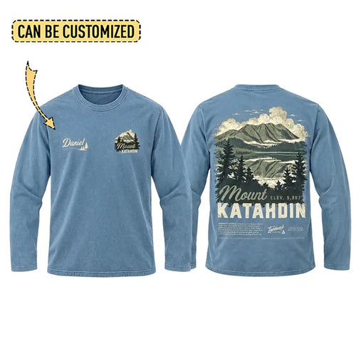 Personalized Mount Katahdin Vintage Hiking Long Sleeve Shirt