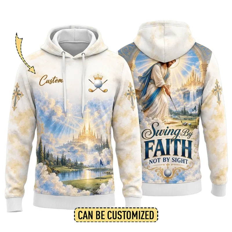 Personalized Swing By Faith Golf Christian Hoodie