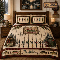 Have A Reel-Y Merry Christmas Fishing Quilt Bedding Set