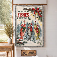 May All Your Fishes Come True Christmas Fishing Tassels Blanket
