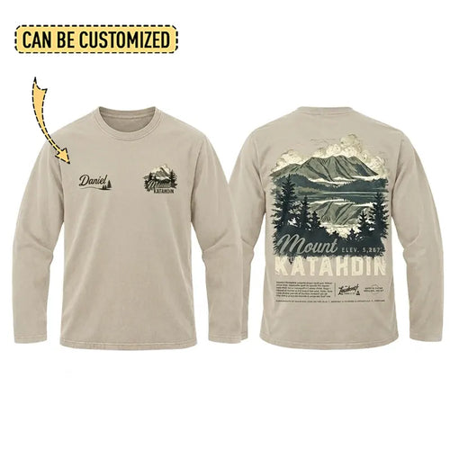 Personalized Mount Katahdin Vintage Hiking Long Sleeve Shirt