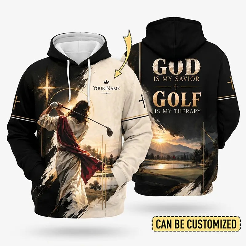 Personalized God Is My Savior Golf Christian Hoodie