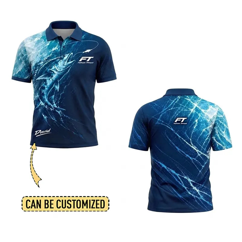 Personalized Fathom Thread Ocean Fish Polo Shirt