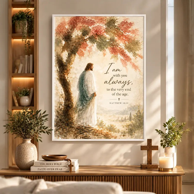 Jesus Matthew 28:20 Bible Verse Christian Framed Print