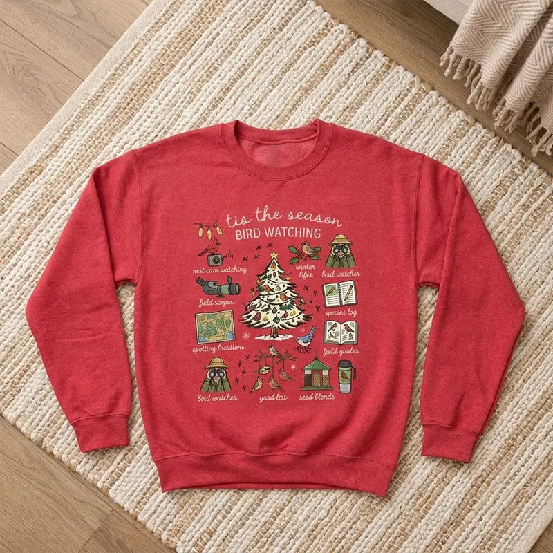 Vintage Christmas Bird Watching Sweater