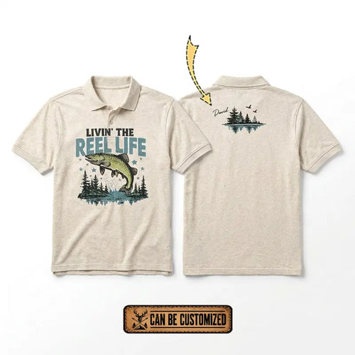 Personalized Livin' The Reel Life Fishing Polo Shirt