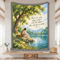 Jesus Fishing Luke 5:4 Christian Faith Tassels Blanket