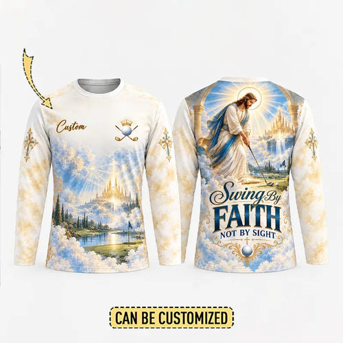 Personalized Swing By Faith Golf Christian Long Sleeve Shirt