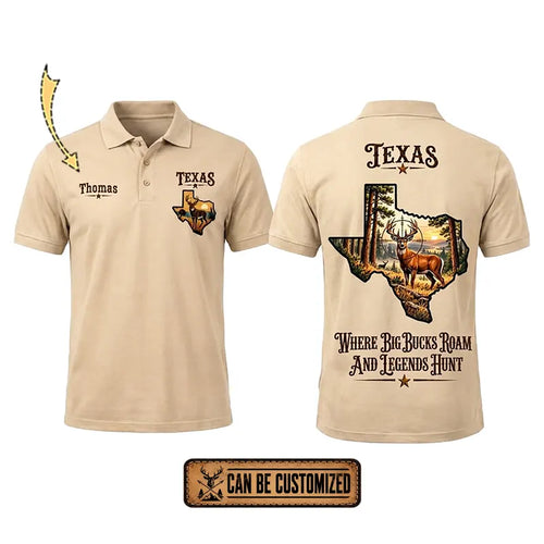 Personalized Texas Big Buck Hunting Polo Shirt