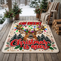 Oh Deer Christmas Is Near Reindeer Christmas Area Rug