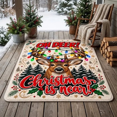 Oh Deer Christmas Is Near Reindeer Christmas Area Rug