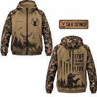 Personalized Live To Hunt Hunt To Live Camo Hunting Windbreaker Jacket