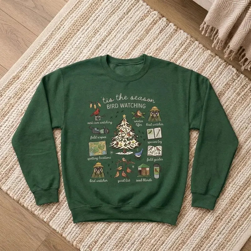 Vintage Christmas Bird Watching Sweater