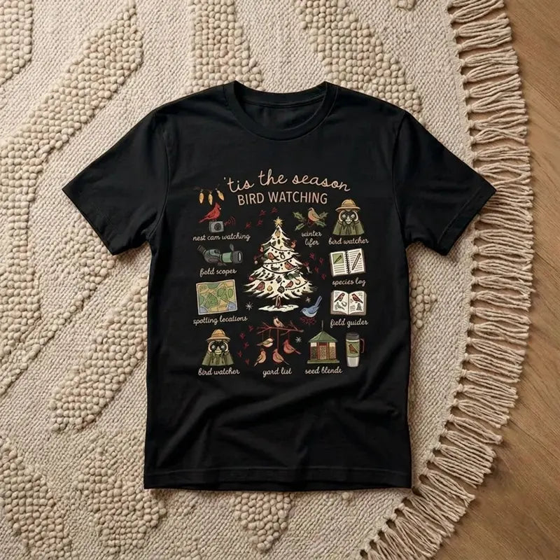Vintage Christmas Bird Watching T-Shirt