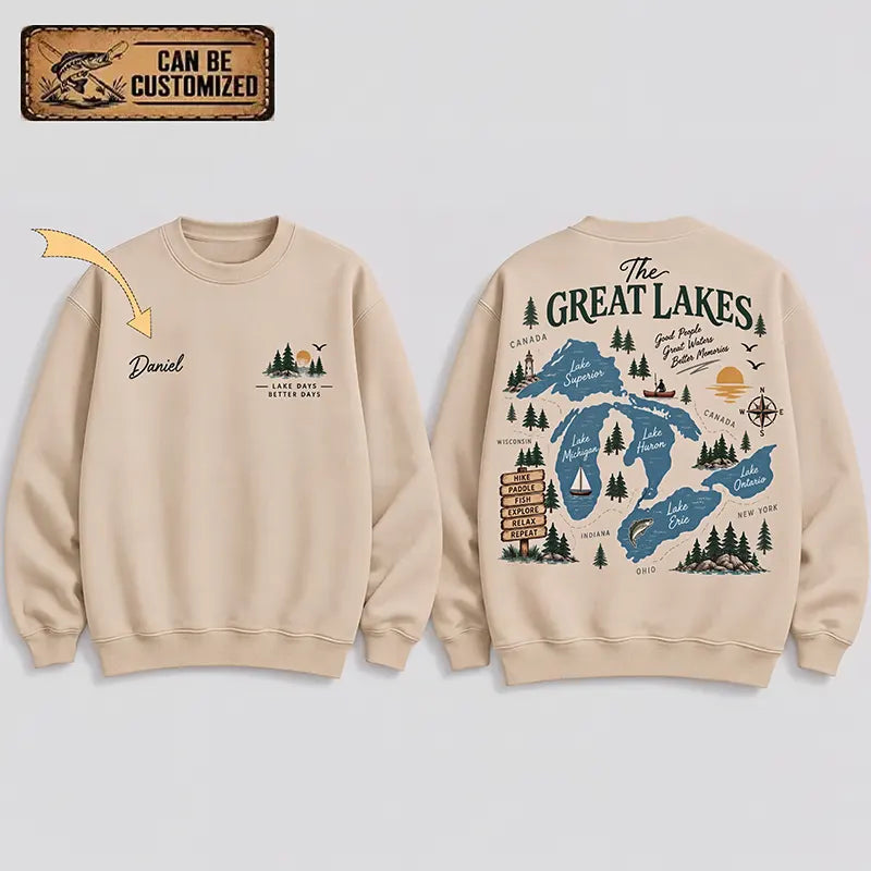 The Great Lakes Personalized Map Fishing Sweater