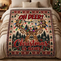 Oh Deer Christmas Is Near Tassels Blanket