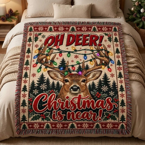 Oh Deer Christmas Is Near Tassels Blanket