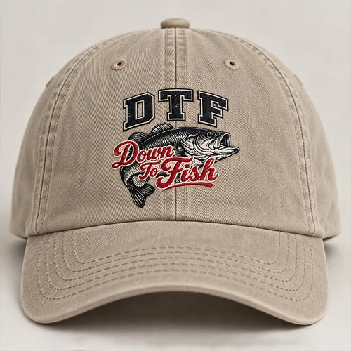 Down To Fish DTF Bass Fishing Embroidered Cap