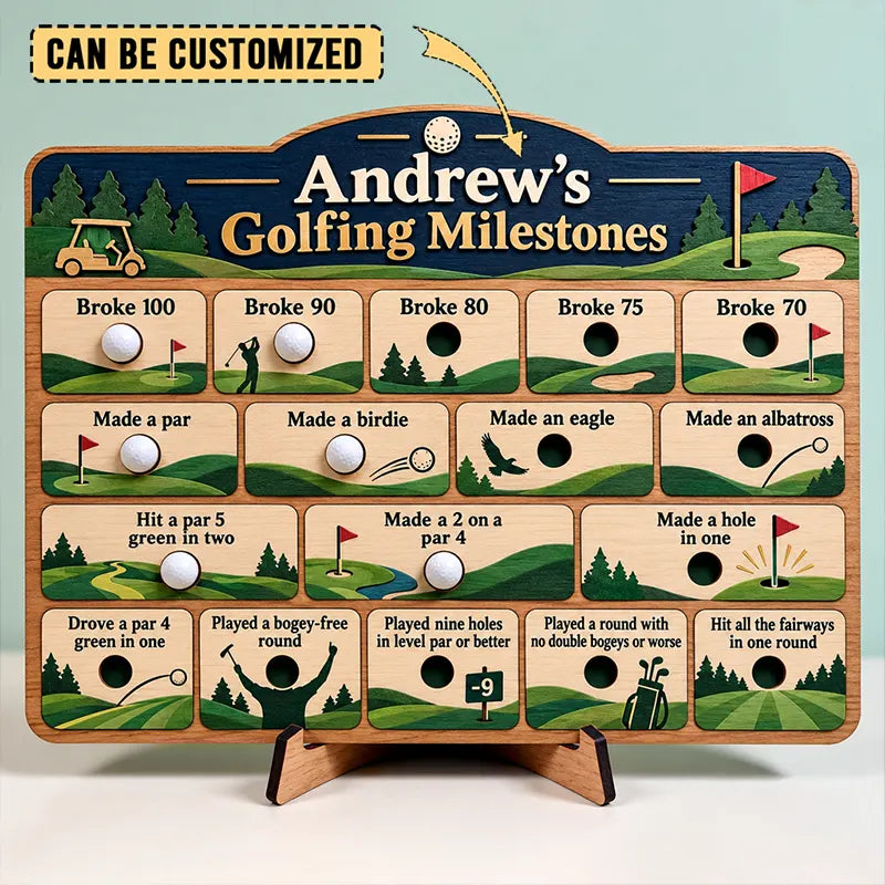 Custom Golfing Milestones Personalized Wooden Trackers