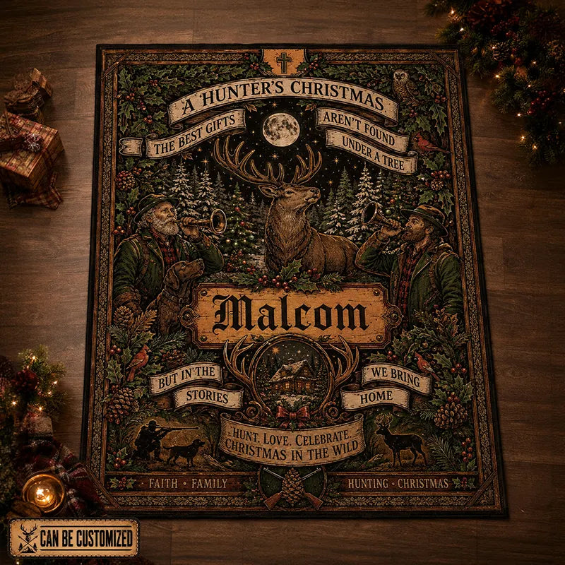 Personalized A Hunter's Christmas Rug