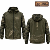 Personalized Fishing Reel Hook Repeat Digital Camo Windbreaker Jacket