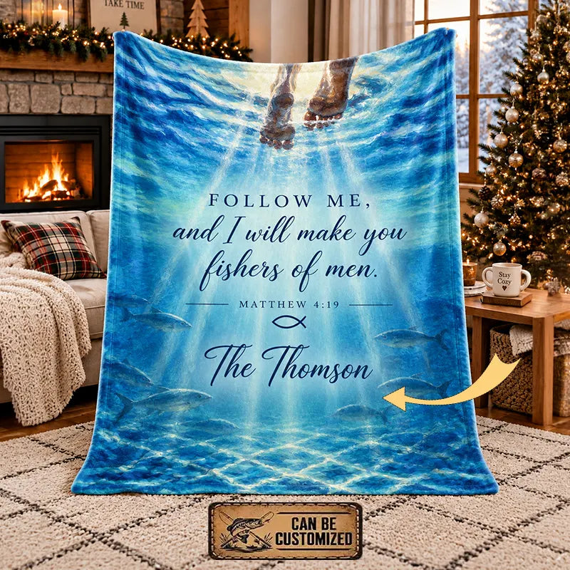 Personalized Fishers of Men Christian Fishing Fleece Blanket
