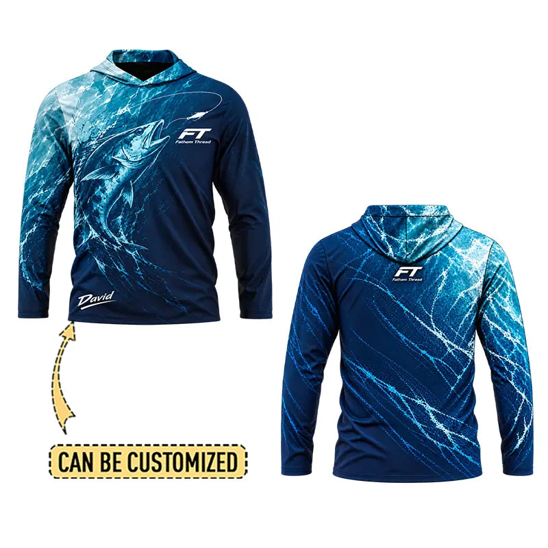 Personalized Fathom Thread Ocean Fish Hooded Long Sleeve Shirt