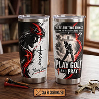 Personalized Jesus Play Golf And Pray Christian 20oz Tumbler