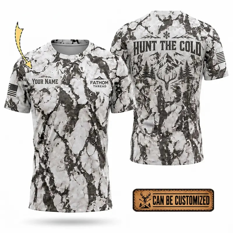 Personalized Fathom Thread Hunt the Cold Snow Camo T-Shirt