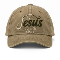Even Jesus Had A Fish Story Christian Fishing Embroidered Cap