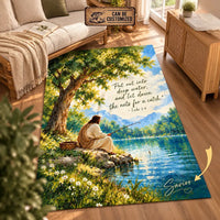 Jesus Fishing Luke 5:4 Christian Area Rug