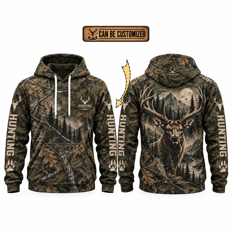 Real Tree Camo Elk Hunting Graphic Hoodie