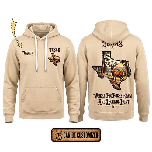 Personalized Texas Big Buck Hunting Hoodie