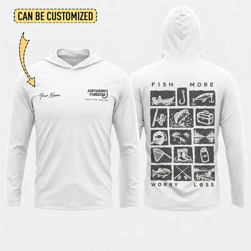 Personalized Fish More Worry Less Hooded Long Sleeve Shirt