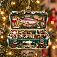 Personalized Fishing Tackle Box Christmas Acrylic Ornament