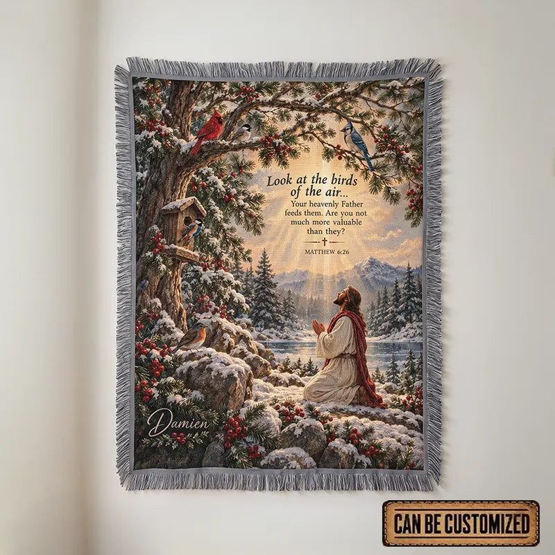 Look At The Birds Of The Air Christian Christmas Birds Tassels Blanket