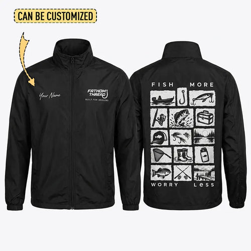 Personalized Fish More Worry Less Fishing Windbreaker Jacket