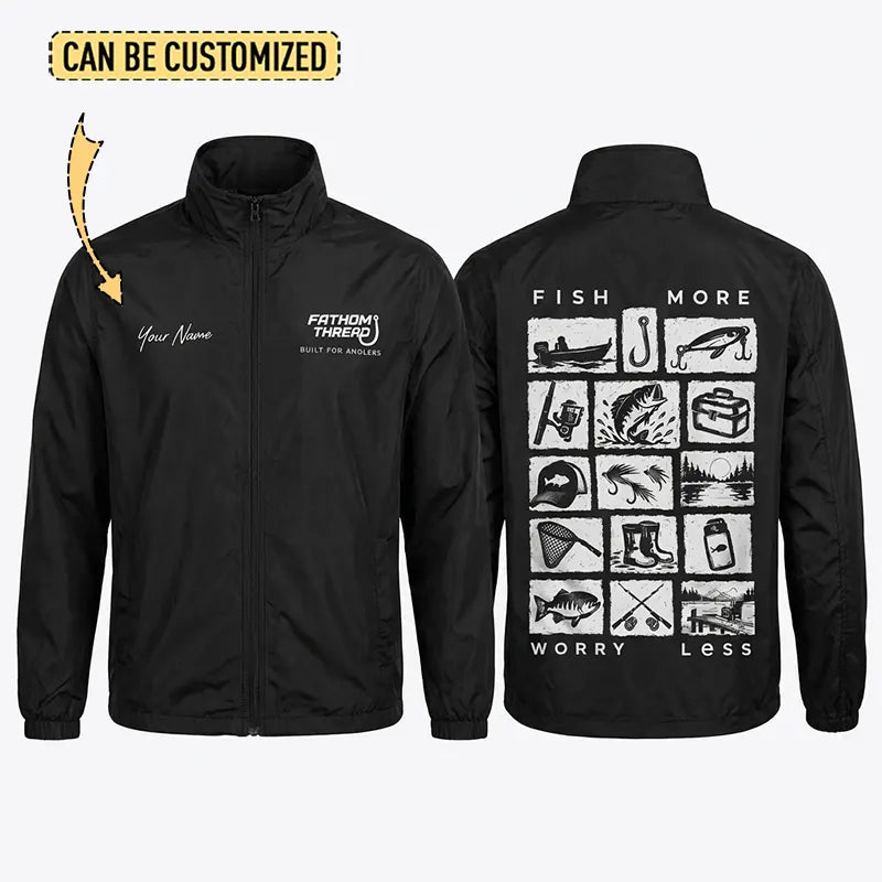Personalized Fish More Worry Less Fishing Windbreaker Jacket