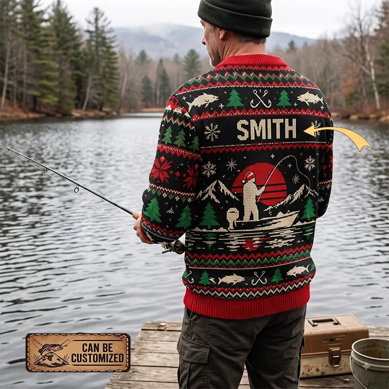 Custom Merry Fishmas Bass Fishing Ugly Christmas Sweater