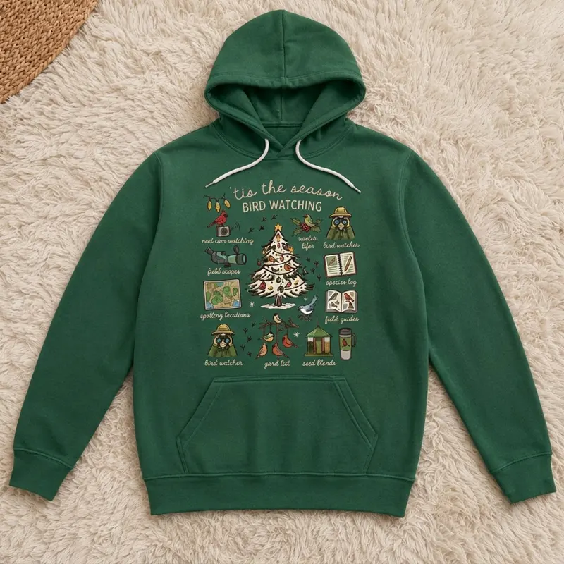 Vintage Christmas Bird Watching Hoodie