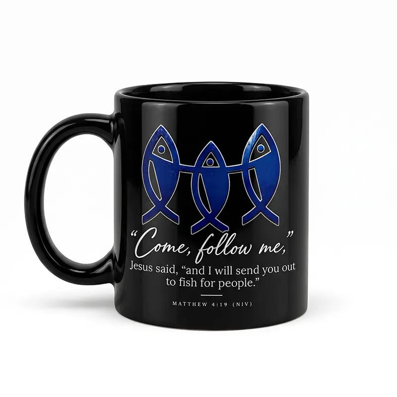 Matthew 4:19 Christian Fishing Faith Ceramic Mug
