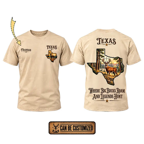 Personalized Texas Big Buck Hunting T-Shirt