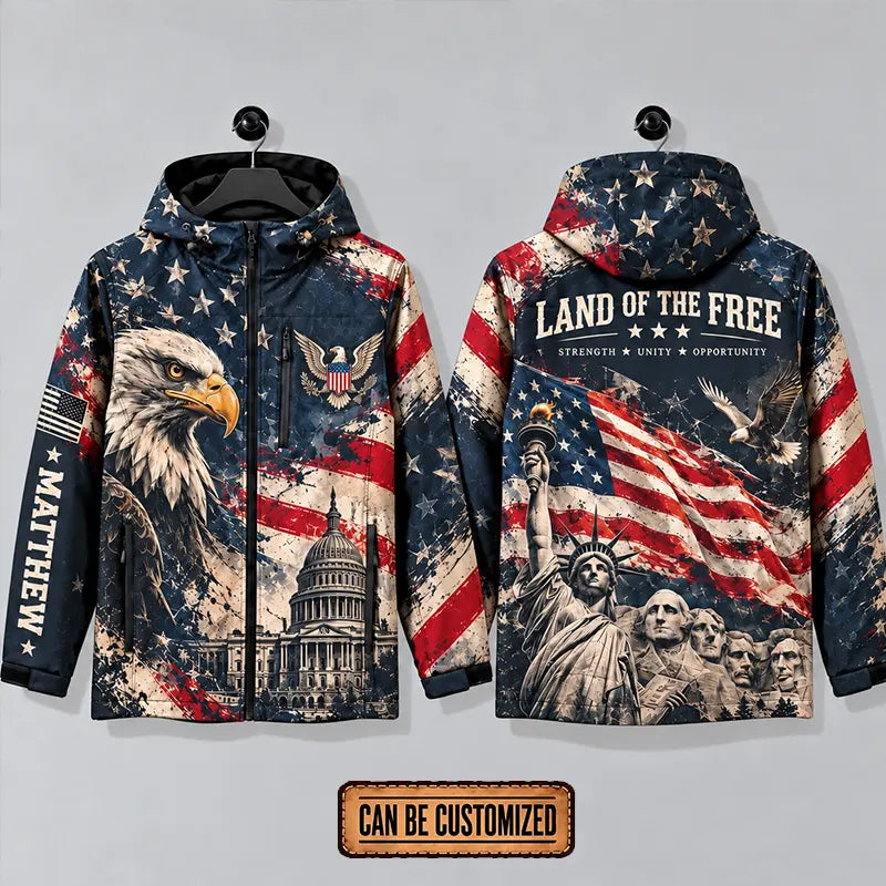 Personalized Land Of The Free American Eagle Soccer Windbreaker