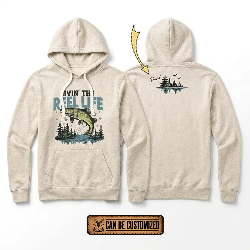 Personalized Livin' The Reel Life Fishing Hoodie