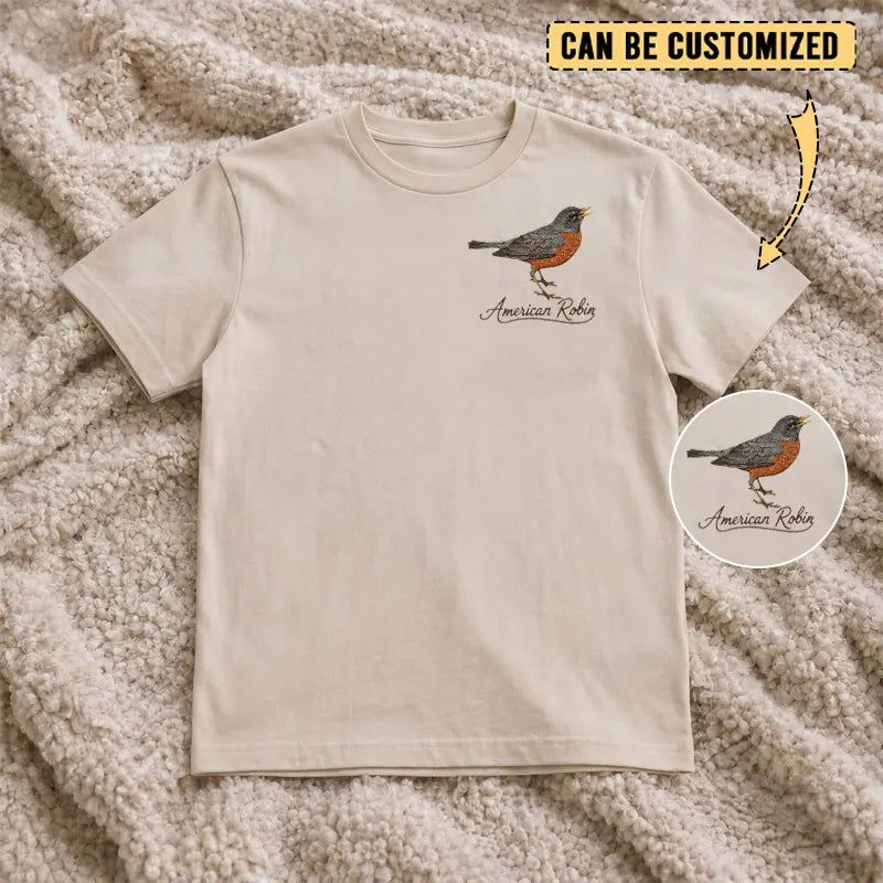 Customized American Robin Embroidered T-Shirt