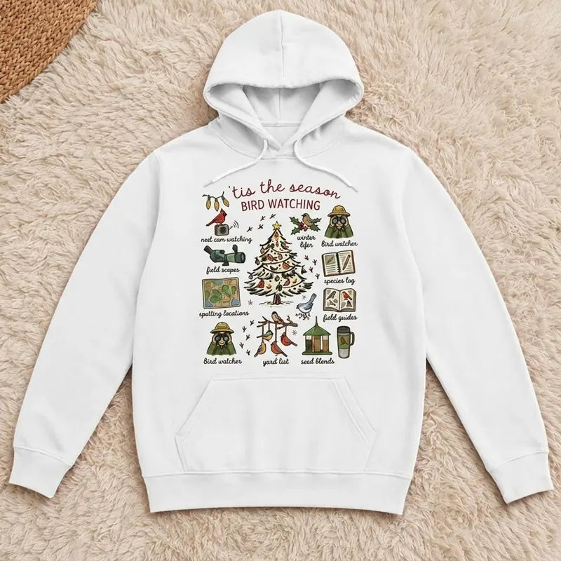 Vintage Christmas Bird Watching Hoodie
