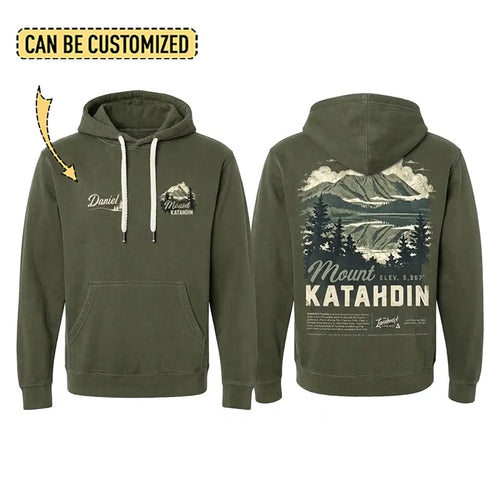Personalized Mount Katahdin Vintage Hiking Hoodie