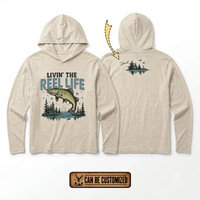 Personalized Livin' The Reel Life Fishing Hooded Long Sleeve Shirt