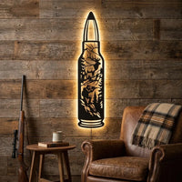 Personalized Hunting Shotgun Shell Rifle Bullet Wall Art LED