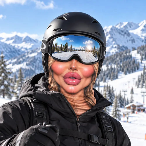 Funny Inflated Woman Face 3D Ski Mask